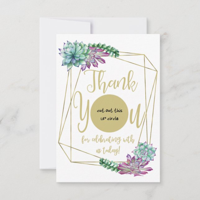 Gold Framed Succulent EOS Lip Balm Favor Card (Front)