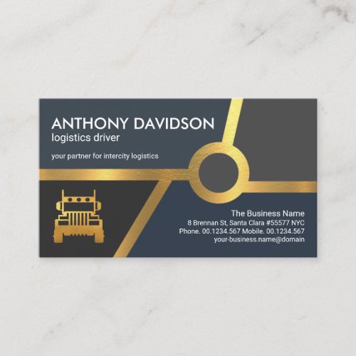 Gold Freeway Highway Route Map Truck Transport Business Card