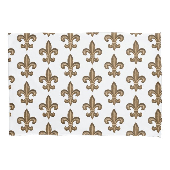 Gold French Fleur de Lis Pillow Case (Front)