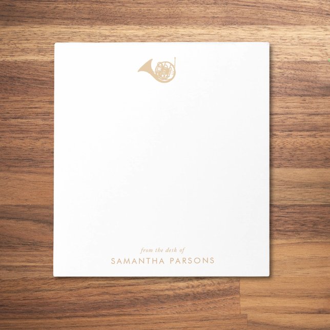 Gold French Horn Simple Elegant Music Teacher Notepad (Creator Uploaded)