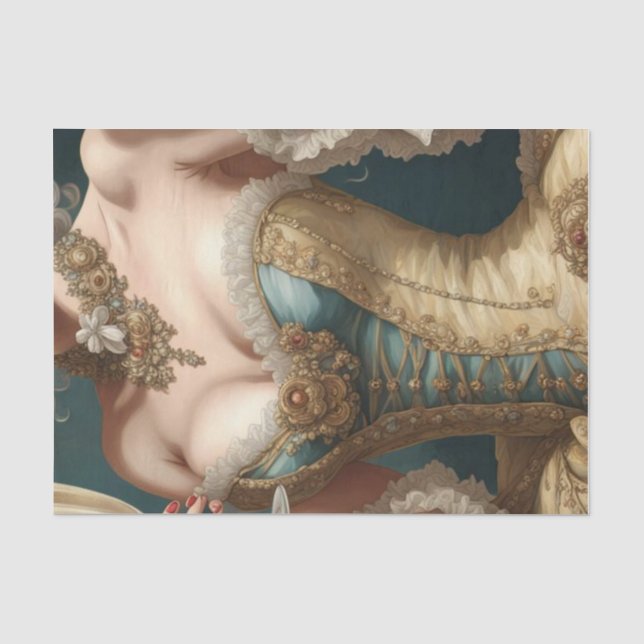 Gold French Parisian Rococo Corset Decoupage Paper (Front)