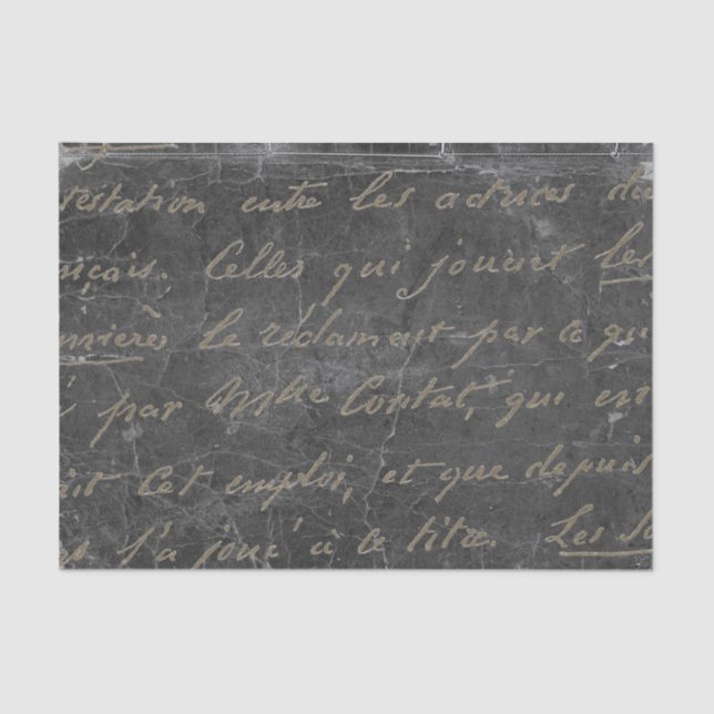 Gold French Script Chalkboard Vintage Tissue Paper (Front)