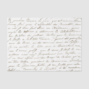 Gold French Script Handwriting Letter Decoupage    Tissue Paper