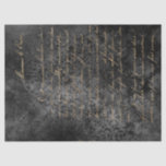 Gold French Script on Distressed Grey Decoupage Tissue Paper