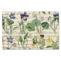 Botanical Violets Pressed Flower Vintage Tissue Paper