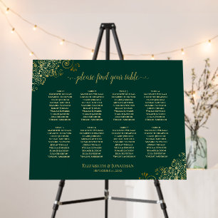 Gold Frills 8 Table Emerald Green Seating Chart Foam Board