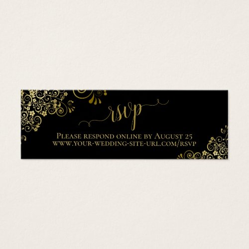 Gold Frills Black Wedding RSVP Online Card
