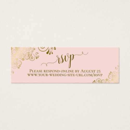 Gold Frills Blush Pink Wedding RSVP Online Card