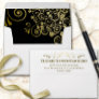 Gold Frills on Black Inside Flap Elegant Wedding Envelope