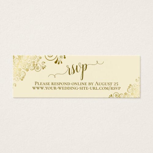 Gold Frills on Cream Wedding RSVP Online Card