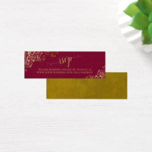 Gold Frills on Maroon Wedding RSVP Online Card