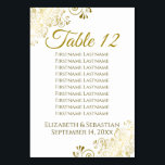 Gold Frills on White Elegant Wedding Seating Chart Table Number<br><div class="desc">These beautiful table number cards feature a simple yet elegant design with gold text on a white background with a frilly gold faux foil floral filigree in the corners. Each card has room for the names of 10 guests so they also function as a seating chart making it easy for...</div>