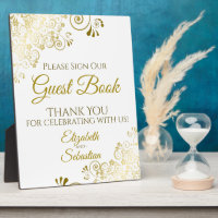 Gold Frills Please Sign Our Guest Book Wedding