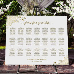 Gold Frills White 21 Table Wedding Seating Chart Foam Board