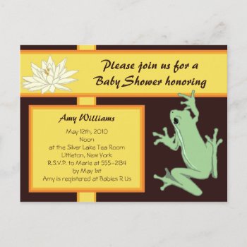 Gold Frog And Lotus Baby Shower Invitation by Joyful_Expressions at Zazzle