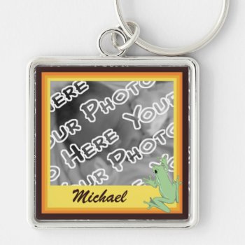 Gold Frog And Lotus Keychain by Joyful_Expressions at Zazzle