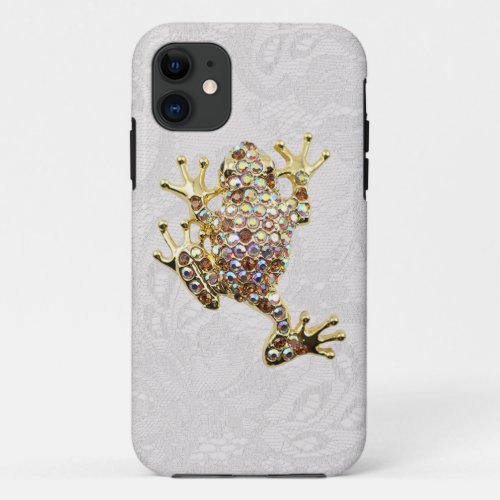 Gold Frog Jewel Photo Paisley Lace iPhone 5 Case