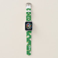 Gold frogs on green apple watch band