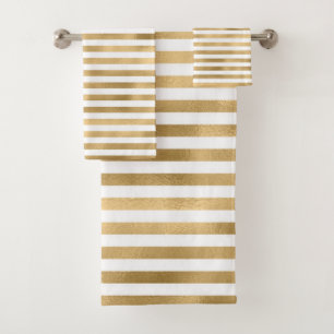 Gold Frozen Stripes Bath Towel Set