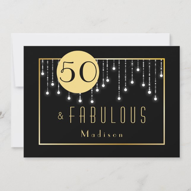Gold Fun Fab 50th Birthday Invitation (Front)