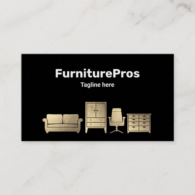 Gold Furniture Black Business Card (Front)