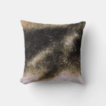 Gold Galaxy Abstract Sparkles Throw Pillow