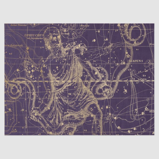 Gold Galaxy Star Map Series Design 9 Tissue Paper (Front)