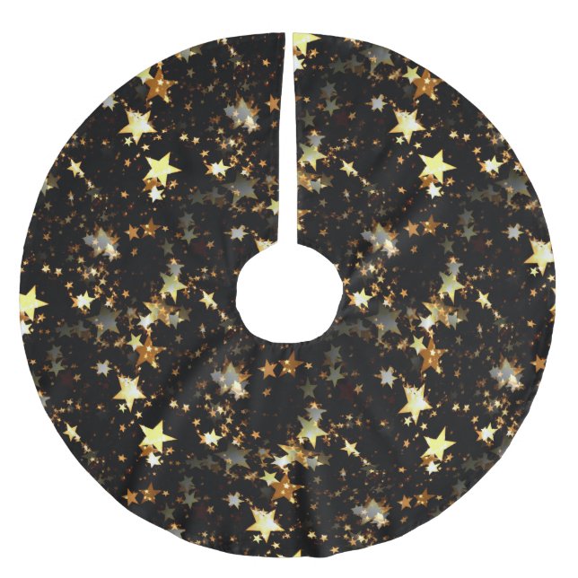 gold galaxy xmas christmas tree skirt (Front)