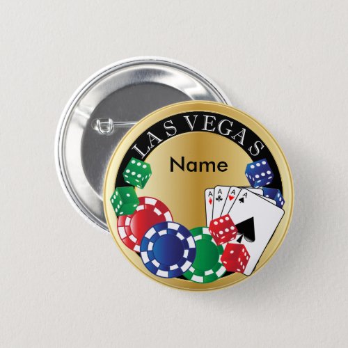 Gold Gambler Las Vegas _ Dice Cards Poker Chips Button
