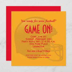 Gold Game Day Football Helmet Party Invitations