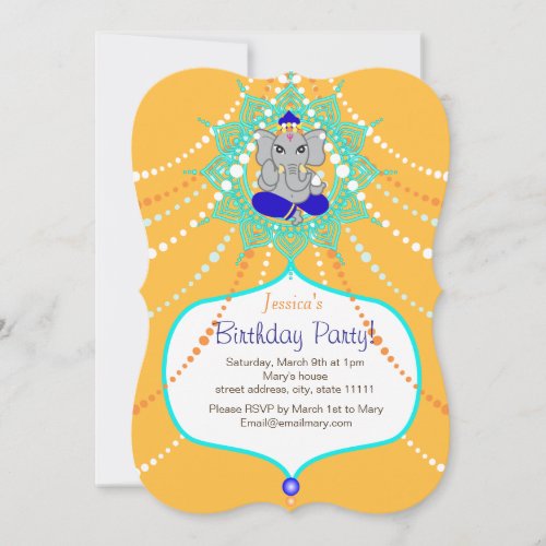 Gold Ganesh Birthday 5 x 7 invitation card_