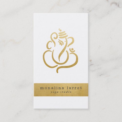 Gold Ganesh Indian God Yoga Studio Business Card