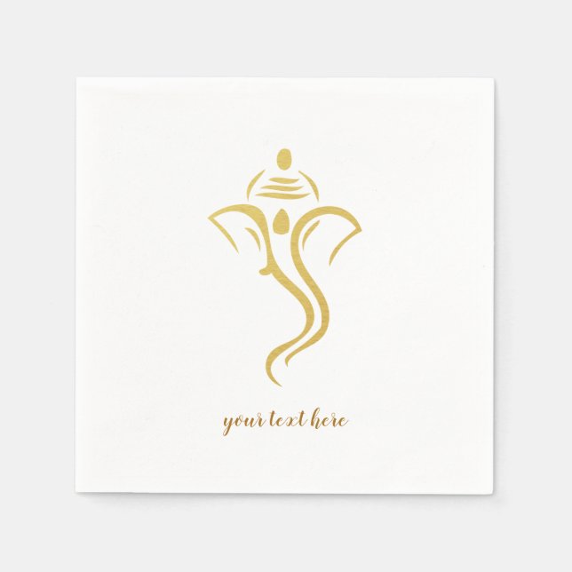 Gold Ganesha Hindu Wedding Party Napkins (Front)