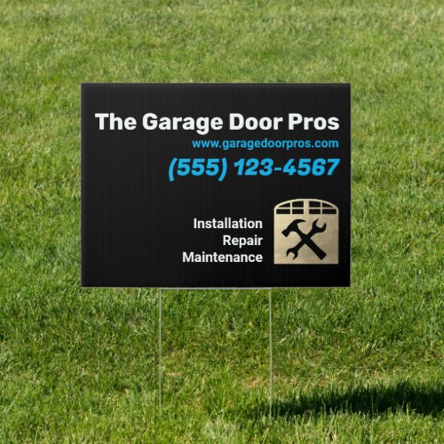 Gold Garage Door Installation and Repair Sign