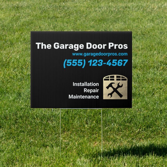 Gold Garage Door Installation and Repair Sign (Insitu)