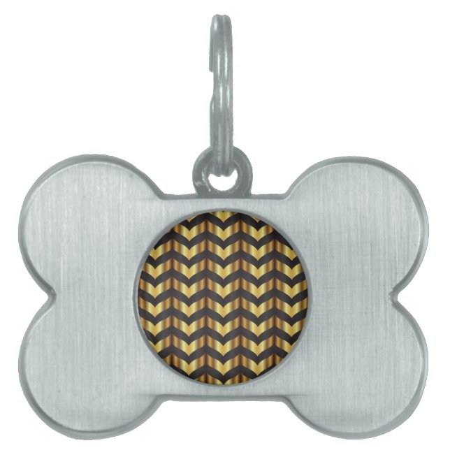 gold gatsby chevron pet tag (Front)