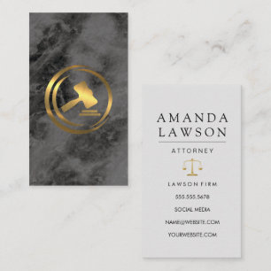 Gold Gavel Logo   Law   Black Marble Appointment Card