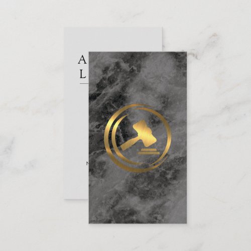 Gold Gavel Logo  Law  Black Marble Appointment Card