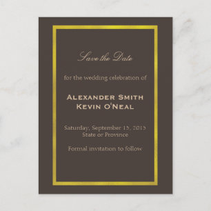 Gold Gay Wedding Save the Date ı Postcard
