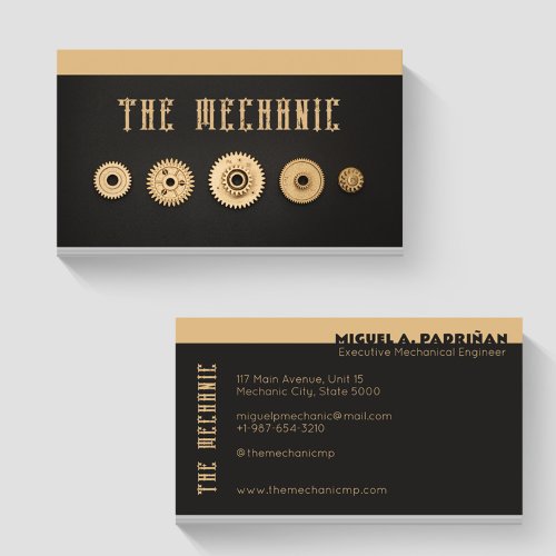 Gold Gears Set Mechanic Business Card