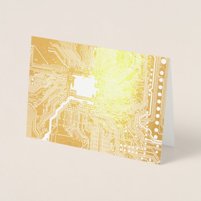 Gold Geek Motherboard Circuit Pattern Foil Card (Front)