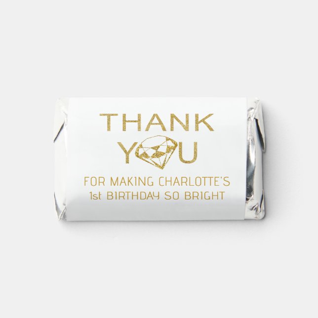 Gold Gem Diamond Birthday Party Favor Wrapper (Front)