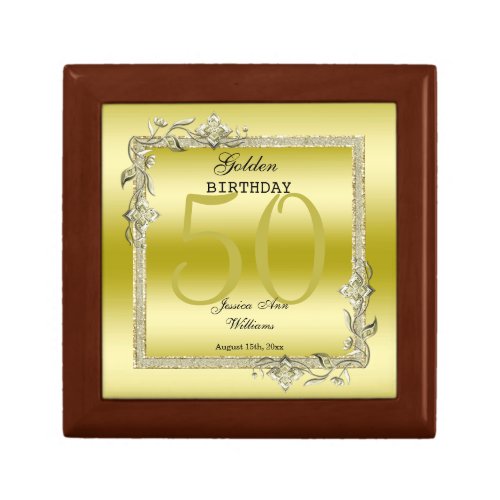 Gold Gem  Glitter 50th Golden Birthday Gift Box