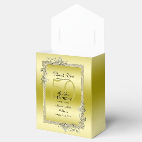Gold Gem  Glitter 50th Golden Birthday Party  Favor Boxes