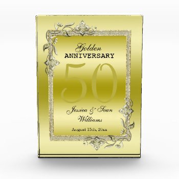 Gold Gem & Glitter 50th Golden Wedding Anniversary Acrylic Award by shm_graphics at Zazzle