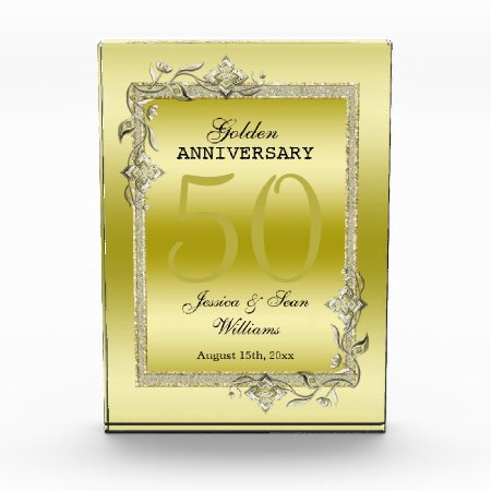 Gold Gem & Glitter 50th Golden Wedding Anniversary Acrylic Award
