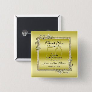 Gold Gem & Glitter 50th Golden Wedding Anniversary Button