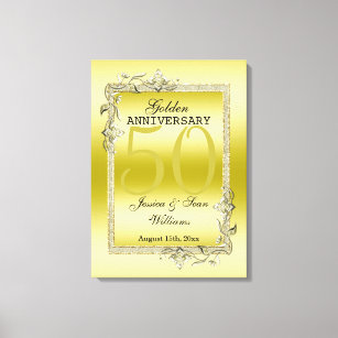 Gold Gem & Glitter 50th Golden Wedding Anniversary Canvas Print
