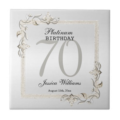 Gold Gem  Glitter 50th Golden Wedding Anniversary Ceramic Tile