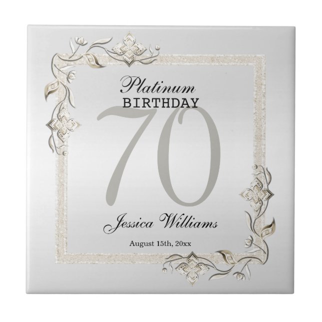 Gold Gem & Glitter 50th Golden Wedding Anniversary Ceramic Tile (Front)
